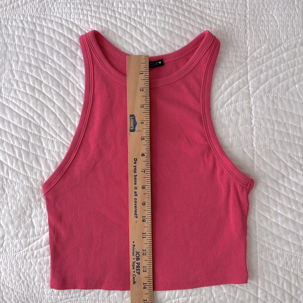 Zara Pink Ribbed Tank Top Racer Back Ultra Cropped Women’s Large - Picture 5 of 8